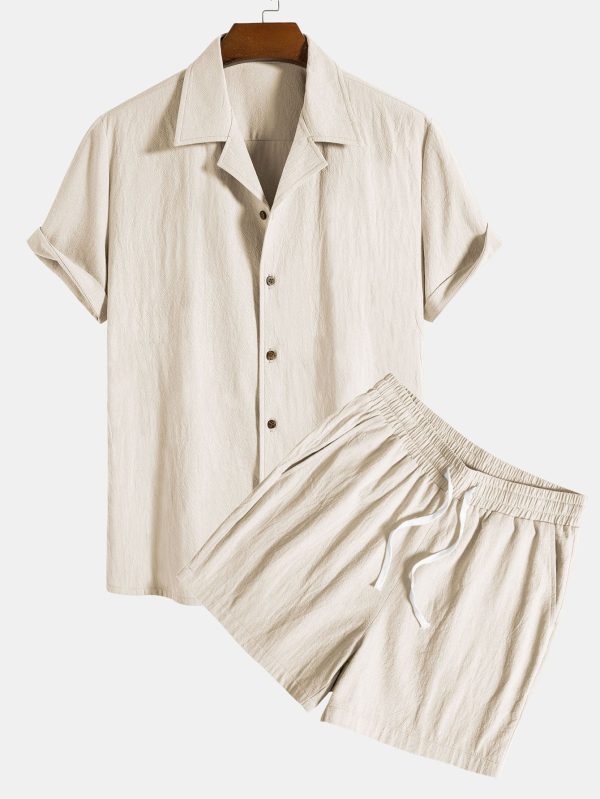 9d3d6d31c310ed59f73697ff4b358adc1cd01f17d03a18ec250e2dfdfa8f0bb2.jpg Textured Cotton Revere Shirt & 5" Shorts