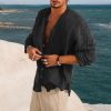 Men's Linen Simple Design Long Sleeve Shirt