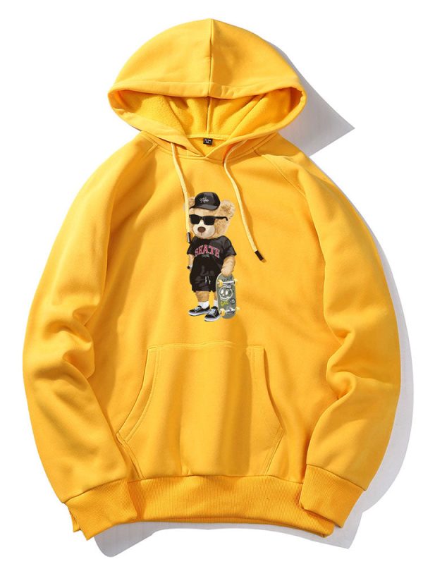 Skate Bear Print Hoodie