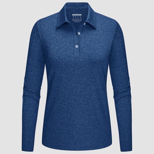 Women's Polo Shirts Long Sleeve UPF 50+ Sun Protection Golf Shirts Quick Dry Athletic Workout Collared Shirt