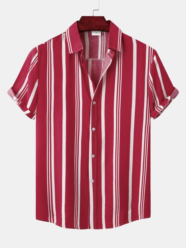 a431305aba5408ab533a8d5c2cd375d002cea2fba7048f182448f39ff6d2c863.jpg Stripe Print Button Up Shirt & Swim Shorts