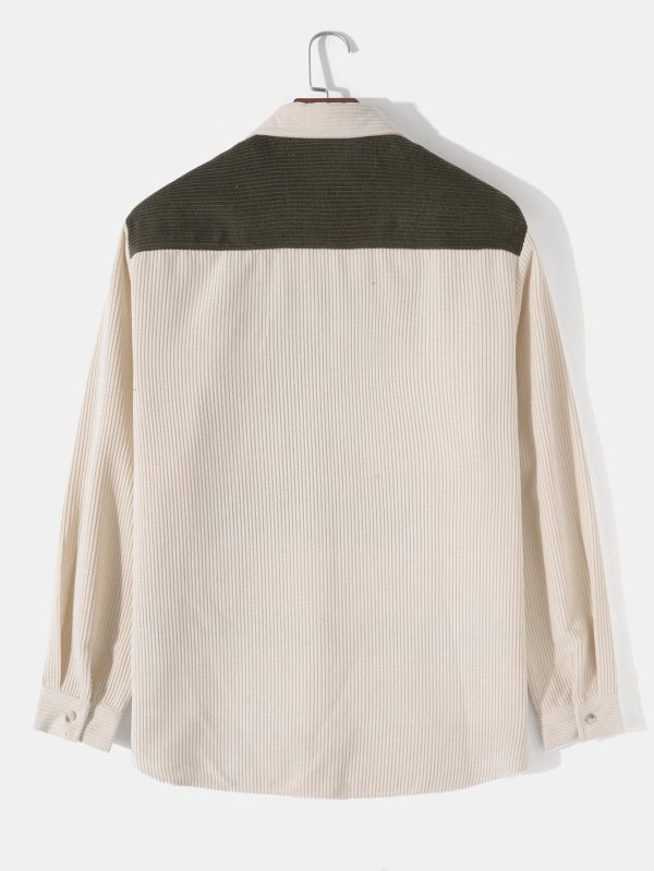 Long Sleeve Corduroy Patchwork Shirt