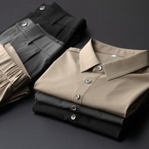 ace7343231b678342fb358997828f9743175a0bb69e5bee6b98ec75488b2e51a.png Men's Black Ice Silk Short Sleeve Two Piece