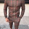 b1522ae45d8f1b5d8703f0359f84413bc501f759d40a629426c454cba915a0c1.jpg Casual Plaid Print Zipper Long Sleeve Coat & Pants 2Pcs Set