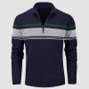 b6492bfdf96e89cb712a09bd3fe68ce28a3ad19b75cf4c80f491ebb45dc5273c.jpg Men's Sweater Half Zipper Turtleneck Warm Pullover Slim Fit Casual Comfortable Striped Knitted Sweaters