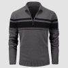 b65e30522ef4c2da10b3415600a66b9199c5066e235dbc0c61f6701f9fc328df.jpg Men's Sweater Half Zipper Turtleneck Warm Pullover Slim Fit Casual Comfortable Striped Knitted Sweaters