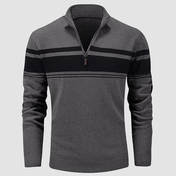 b65e30522ef4c2da10b3415600a66b9199c5066e235dbc0c61f6701f9fc328df.jpg Men's Sweater Half Zipper Turtleneck Warm Pullover Slim Fit Casual Comfortable Striped Knitted Sweaters