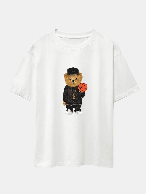 b72f4e009704af059ef447938e28a743c6a9e36877c3f2f813a18dd5b79876ec.jpg Basketball Bear Print Drop Shoulder Oversize T-Shirt & Jersey Basketball Shorts