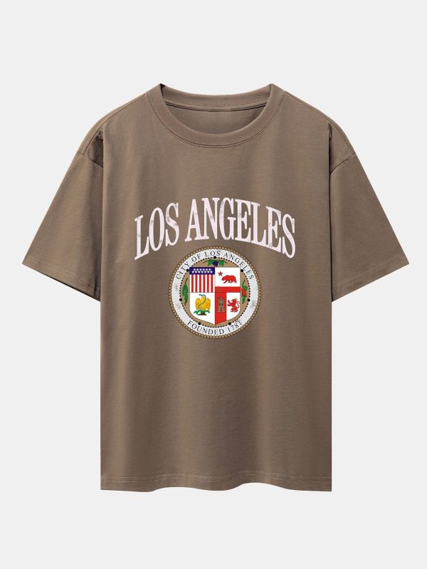 bd847f57138d79ecd5e5ca4e93e3646366023bc2c188ab3d27c83a377b071de6.jpg Los Angeles Coat Of Arms Print Drop Shoulder Oversize T-Shirt