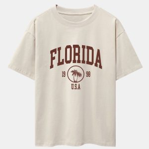 Florida Palm Tree Print Heavy Weight Oversize T-Shirt & Corduroy Shorts