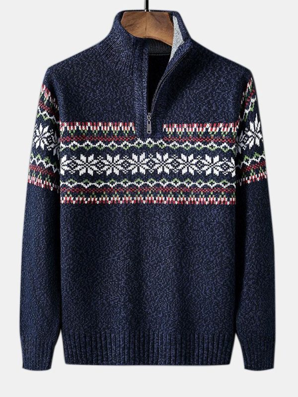 c4114bfa9ddc747b6c888f4dc5ca4ac81da0dfeacbc562ad8ee29970ca12203a.jpg Christmas Geometric Print Half Zip Sweater
