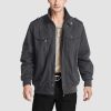 Men's Cotton Cargo Jackets Stand Collar Lightweight Tactical Jacket Windbreaker 4 Pockets