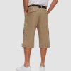 Men 3/4 Cargo Shorts Cotton Lightweight Ripstop with Multi-Pockets