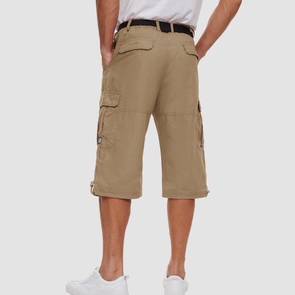 Men 3/4 Cargo Shorts Cotton Lightweight Ripstop with Multi-Pockets