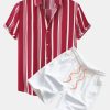 c9eb6b66368d47088ce5cbf88b60bc013eac5ebe90ecb92c67c3fe15241a905d.jpg Stripe Print Button Up Shirt & Swim Shorts