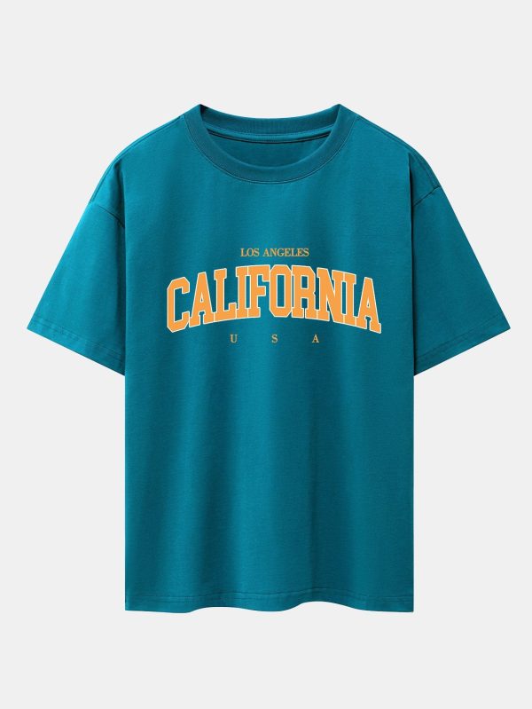 d452487a648b6731acd87d0935650c296866ab992522cd8eb270ee4fd7335eb5.jpg Los Angeles California Print Drop Shoulder Oversize T-Shirt