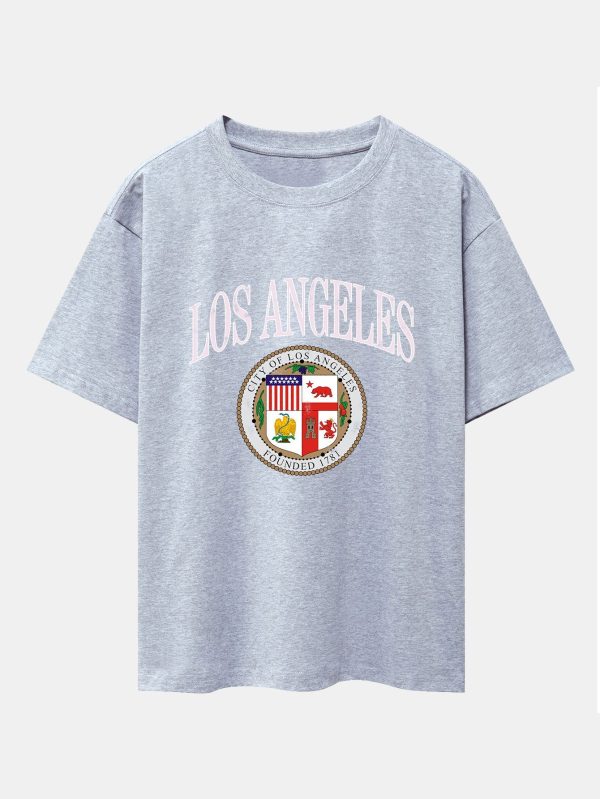 d52cc2361a0bb791b3fb9d8347e1fd76f7ef87021f394ee379f81a9ba0201cae.jpg Los Angeles Coat Of Arms Print Drop Shoulder Oversize T-Shirt