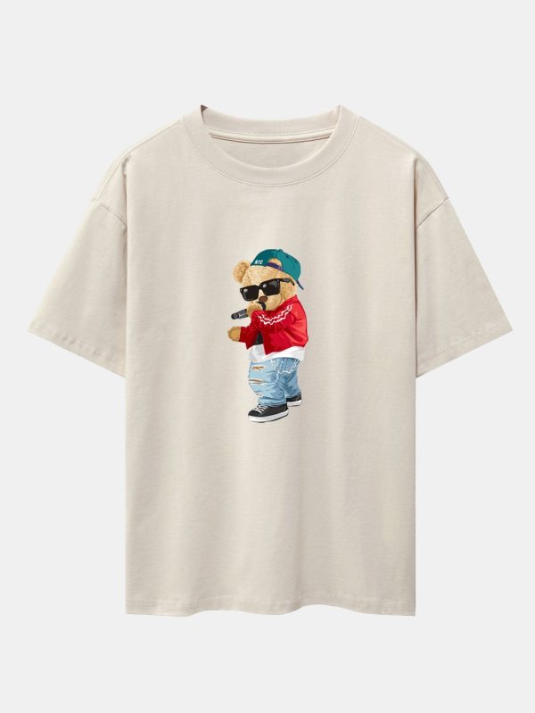 d540c08e27024fa26c4b0d5816e0a2e0b568657e5a6313a564e397e1375cf999.jpg Hip Hop Singer Bear Print Heavy Weight Oversize T-Shirt