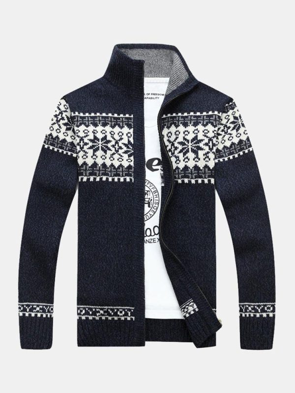 d5a23620f6e1ccbe9836f3ed6931b5a2f6f0f6317bb5c009bdfce2c0bc383983.jpg Christmas Geometric Print Zip Up Sweater