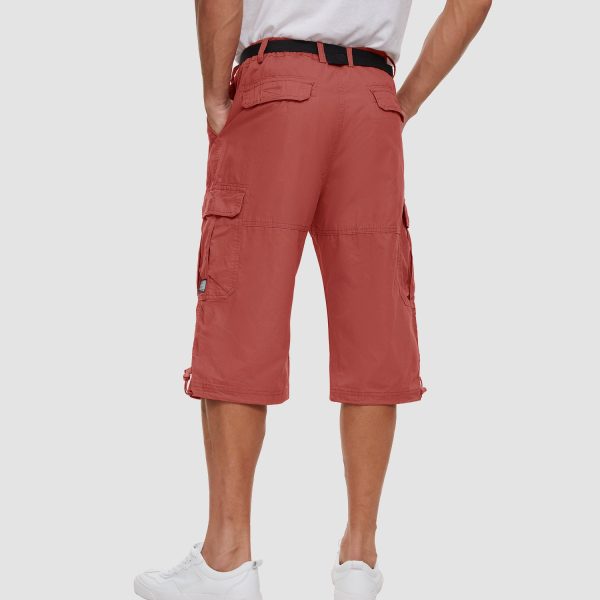 Men 3/4 Cargo Shorts Cotton Lightweight Ripstop with Multi-Pockets