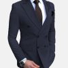 Elegant Plain Lapel Collar Double Breasted Blazer & Pants 2Pcs Set