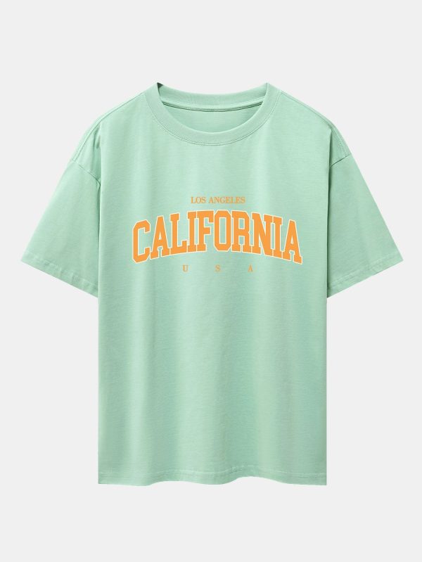 da39b015ae51b4efb445f9fe0f401785c5eb55c358bd87568dde059afe176467.jpg Los Angeles California Print Drop Shoulder Oversize T-Shirt