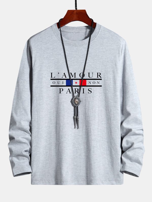 dceb70a7461a66b13f14a8779a18a4bb206cc6267facc9d22b6921906276f5fd.jpg Long Sleeve Paris Slogan Print Cotton T-Shirt