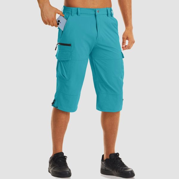 Men's Workout Gym Shorts with 7 Pockets Quick Dry 3/4 Capri for Hiking