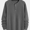dfdcee79aea21238edc8e9f99edf54cef1535723cda9848ae0624a08a23c8d10.jpg Long Sleeve Arc Hem Waffle Henley Shirt