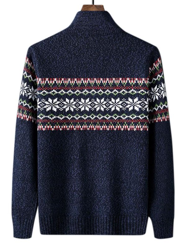 e099c1d5e04935a138b396379245958f16530eb8df91a202e61bedaa5785fab2.jpg Christmas Geometric Print Half Zip Sweater