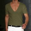 e1c82259335410b60bd5618c45c3b37f620b515facd0a9f398cacdc9d4868983.jpg Men's Basic White Deep V-Neck Cotton Short Sleeve T-Shirt