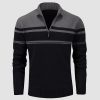 e394b31039232448f260c9eb5aa877c9274f84f319b3c1011ebd361f5f8ac5ec.jpg Men's Sweater Half Zipper Turtleneck Warm Pullover Slim Fit Casual Comfortable Striped Knitted Sweaters