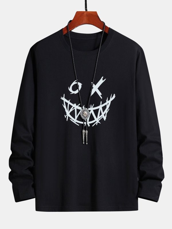e418f96d7886dffd715fbd3b354f71128fc0ca4dd1bf810ed612dc3dde9effbf.jpg Long Sleeve Scary Face Print Cotton T-Shirt