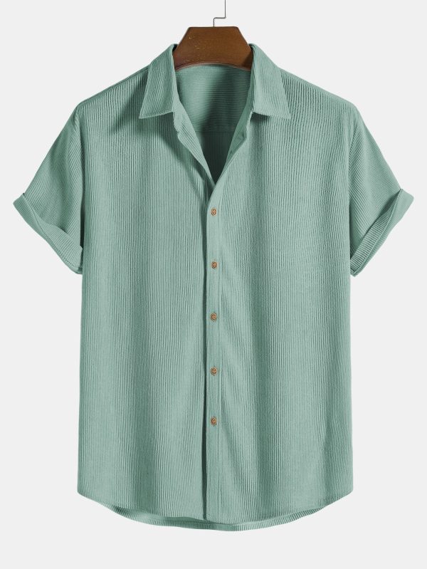 Corduroy Button Up Short Sleeved Shirt & Straight Leg Corduroy Pants