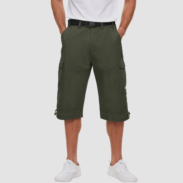 Men 3/4 Cargo Shorts Cotton Lightweight Ripstop with Multi-Pockets