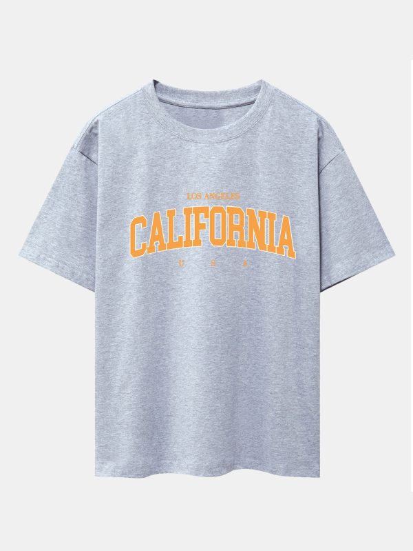 e9471dcb17dbb6dcb70c40bbcb3206a2c6dc74ce630d71d54486cfe98c125ebb.jpg Los Angeles California Print Drop Shoulder Oversize T-Shirt