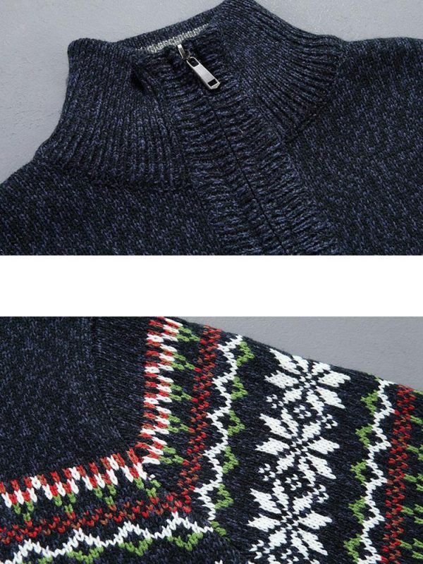 ec3857721f3938ca687e8b7c4672a7c38bc696f4828c114965bf7c828b5fbc7f.jpg Christmas Geometric Print Half Zip Sweater