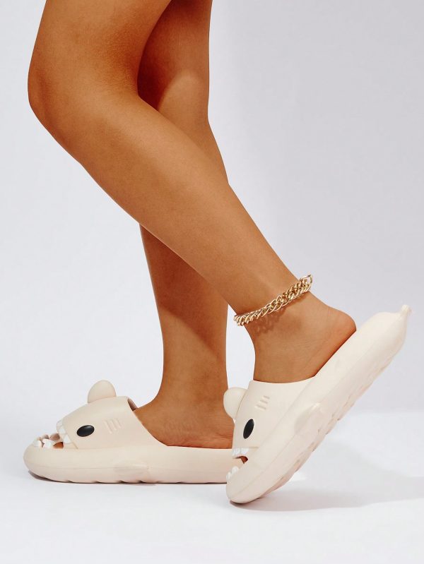 ec859a9c099f6c6a604b7dc18526713efac75042a65efb656c0b12ff548b2fce.jpg Women Shark Design Slides, Cute Summer EVA Single Band Slides