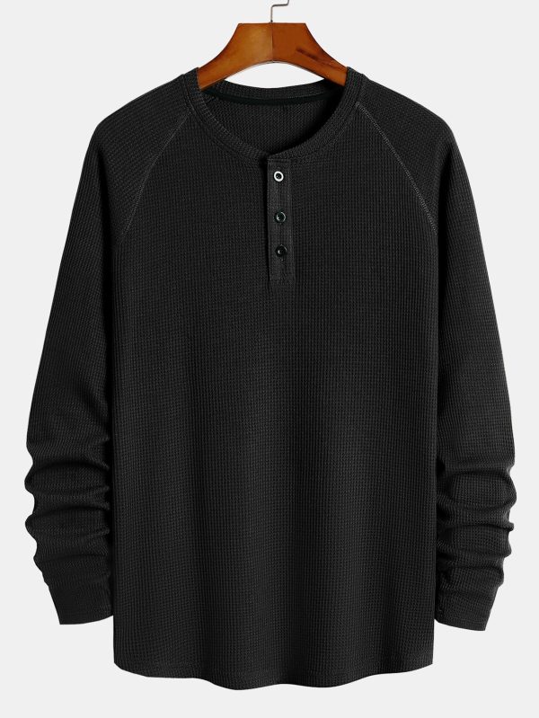 ee2f095596998c7fa87b6667fd637a047c61373042039c947868a01123e91f3b.jpg Long Sleeve Arc Hem Waffle Henley Shirt