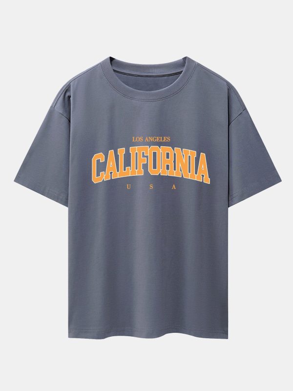 ee6361c652efdaf467cf3e1dec6e543eb58ad7f47d5a97ab61d9cd3da289b6d3.jpg Los Angeles California Print Drop Shoulder Oversize T-Shirt