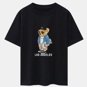 ef29ae6e062725561508ceced9722ecfa115ed554c3eaff083c0632359fba93e.jpg Los Angeles Skate Bear Print Heavy Weight Oversize T-Shirt
