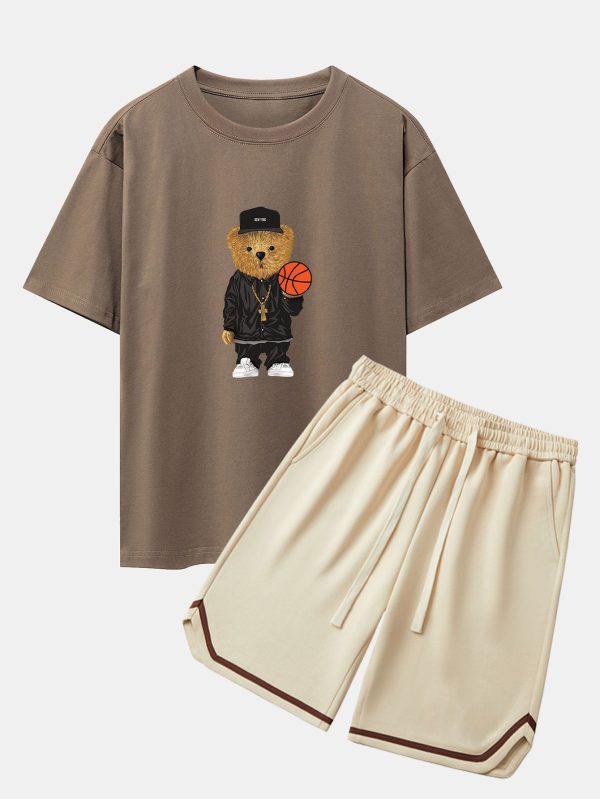 f49fc29d725d0817af4581b2abc7f760014ccc98bfc93b1872825db9fd0b6ea6.jpg Basketball Bear Print Drop Shoulder Oversize T-Shirt & Jersey Basketball Shorts