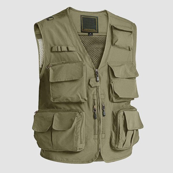 f98cff3114cf5c0b76f96ff54c2757a8da58fc5bee312826ba0b7a9bfcc586d6.jpg Men's Outerwear Vests Mesh Sleeveless Outdoor Work Vest with Multi Pockets Cargo Waistcoat Fishing