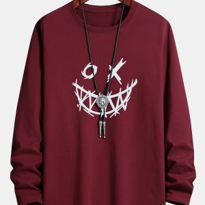 fb53fdadcebac927a2f1c1b3f1ce897e5c2bada3a74e1ddf218863f2a29efde8.jpg Long Sleeve Scary Face Print Cotton T-Shirt