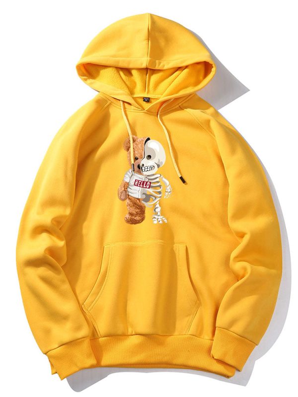 Skeleton Bear Print Hoodie