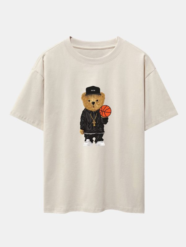fed3cb39d12954e2f6fb87b1ed73f41ae6a61beeae22fd229c1fea8b970e09fe.jpg Basketball Bear Print Drop Shoulder Oversize T-Shirt & Jersey Basketball Shorts